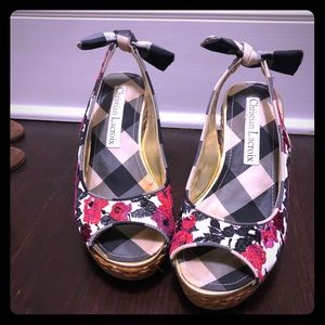 Christian Lacroix embroidered wedges. Size 7.